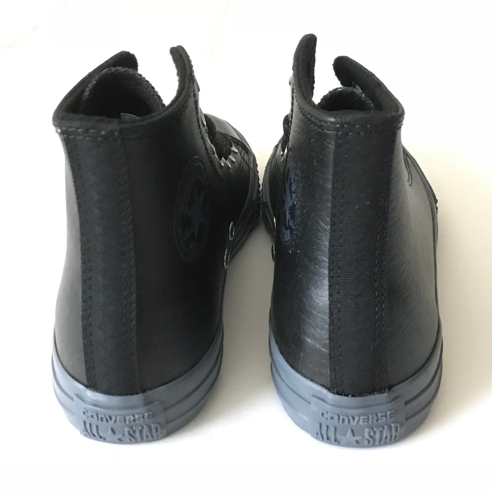 Kids black leather high top Converse Sneaker - Picture 5 of 7
